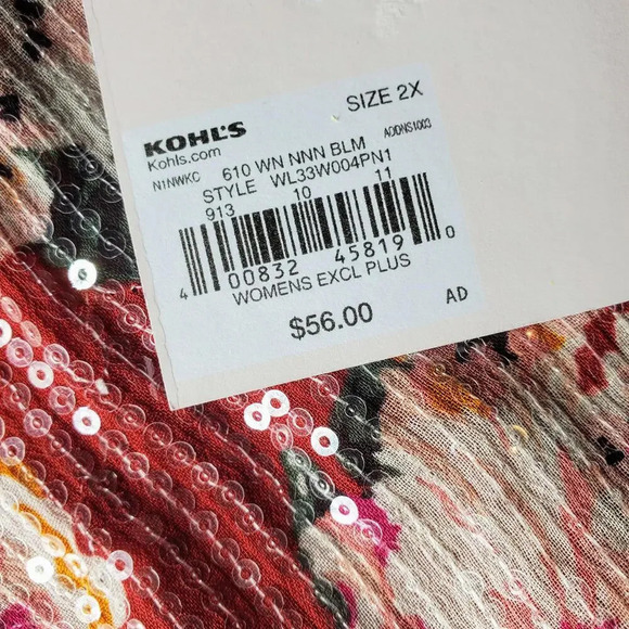 NWT Women's LC Lauren Conrad Puff Sleeve Sequin Wrap Top Size 2X - Picture 10 of 16